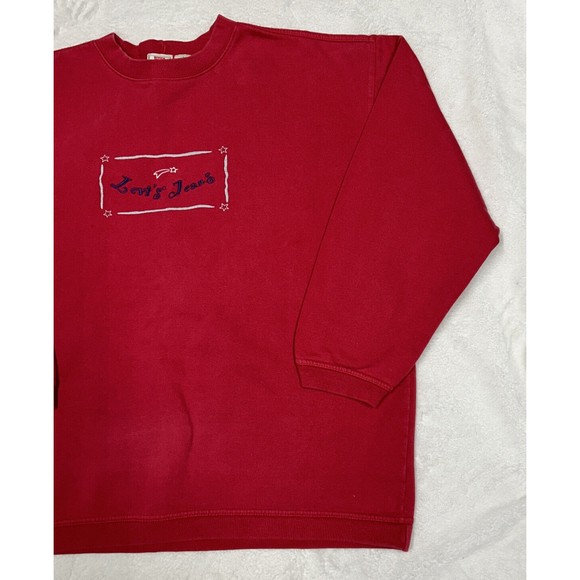 Vintage 90s LEVIS Jeans Womens Size Large Crewneck Sweater  Red Embroidered Logo - Picture 3 of 10